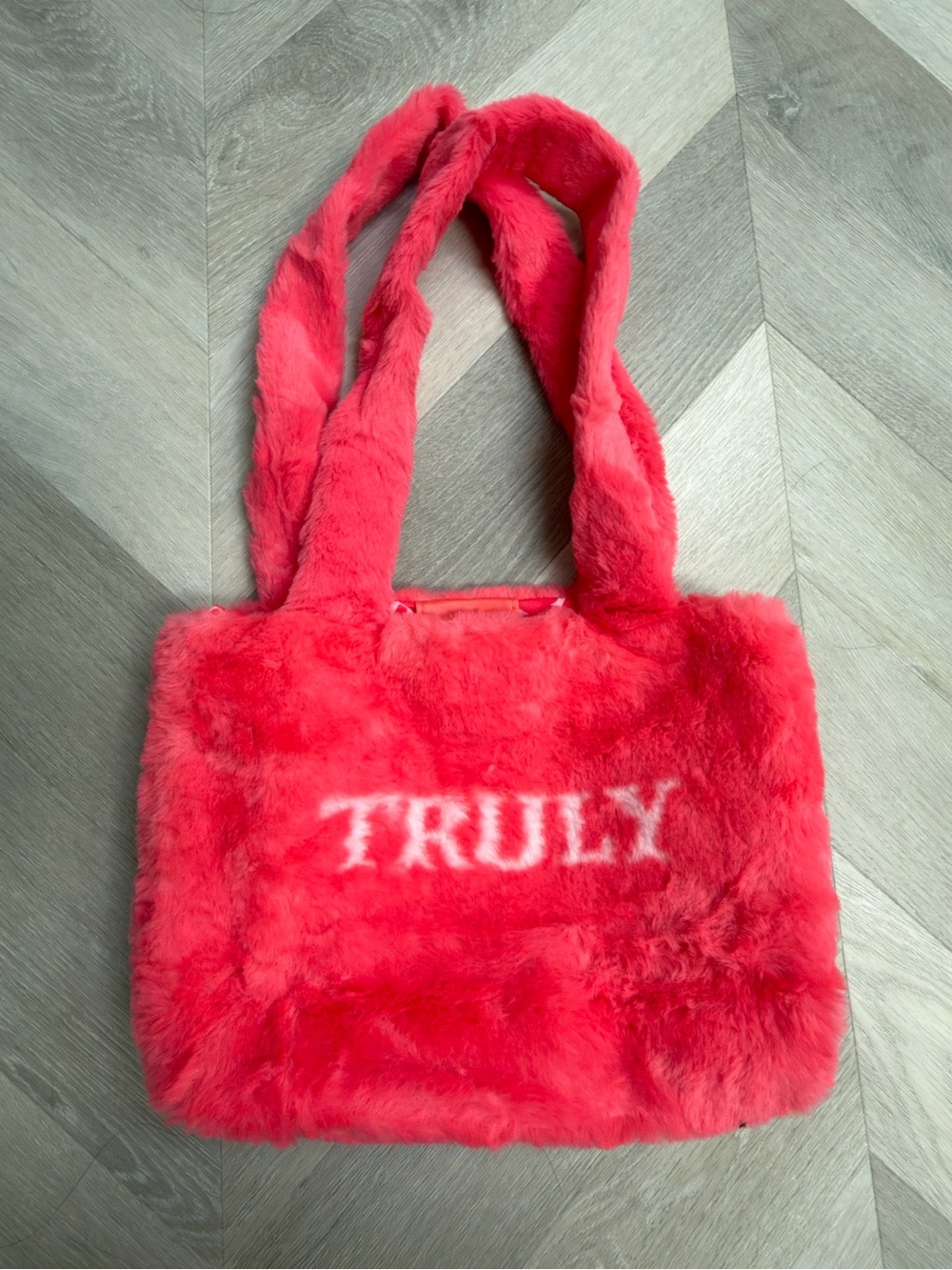 TRULY Pink Faux Fur Tote Bag